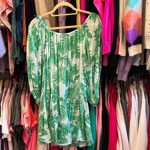 Green Tropical Print Dress
